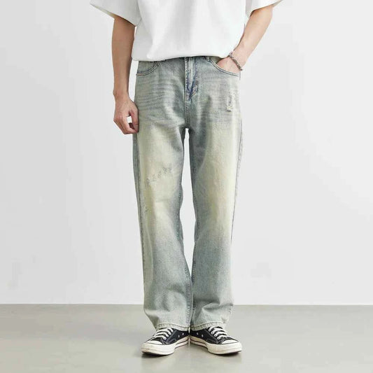 Vintage Cool Retro Distressed Wide Leg Casual Jeans