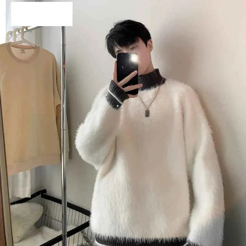 Korean Style Casual Turtle Neck Fur Sweater