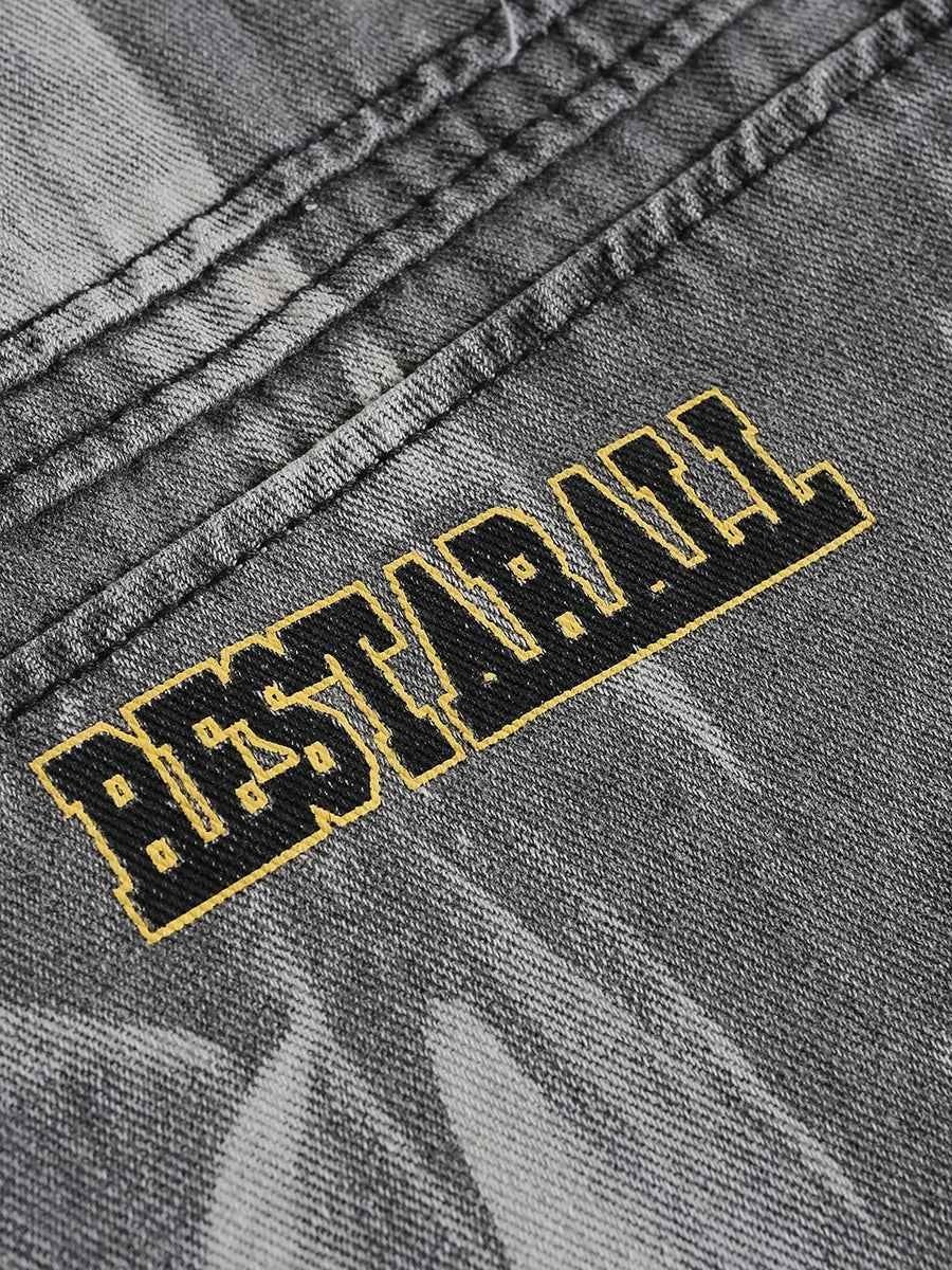 Versatile Streetwear Distressed Tie Dye Denim Jacket