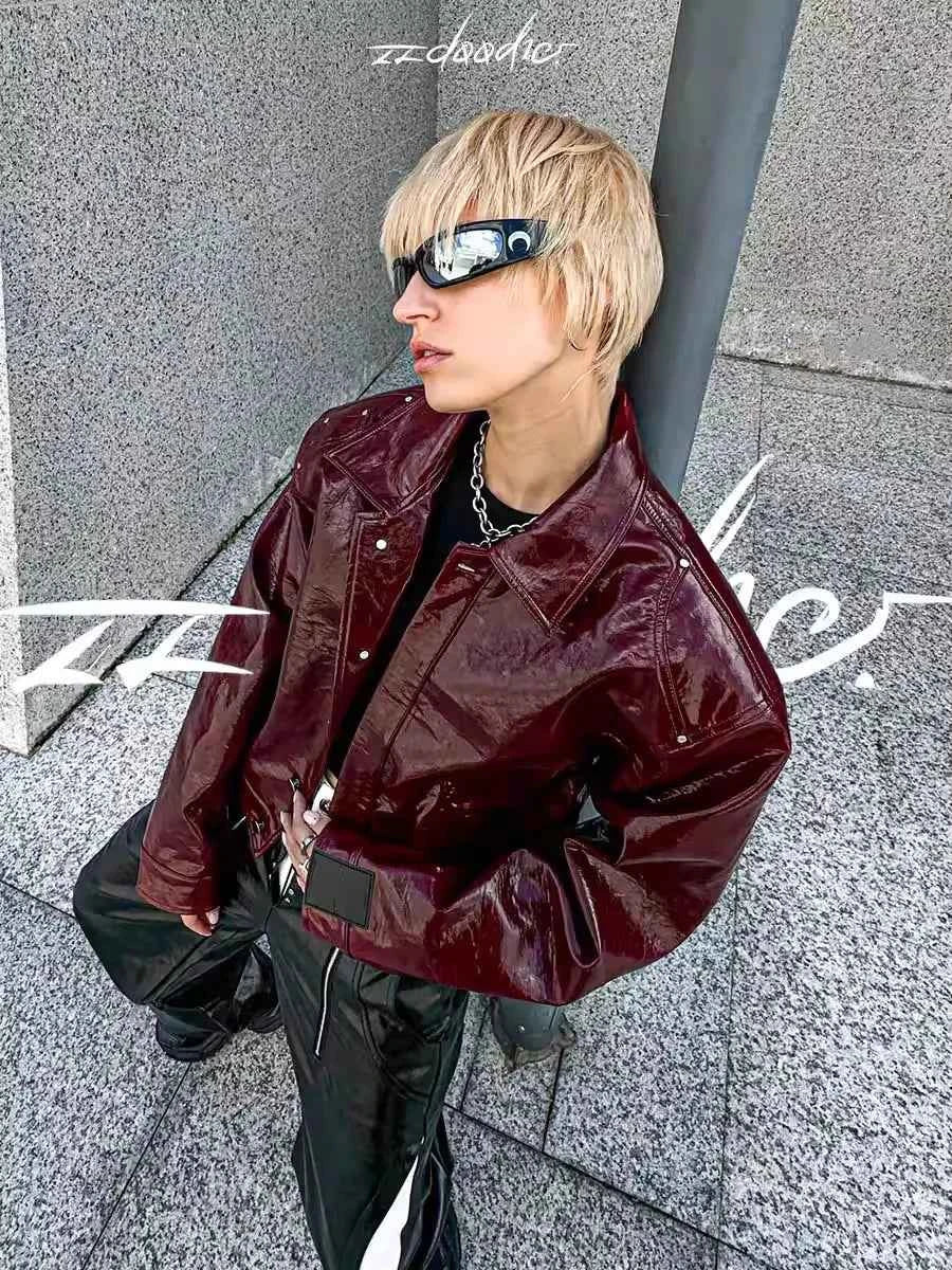 Durable Autumn Cool Oversized PU Leather Jacket