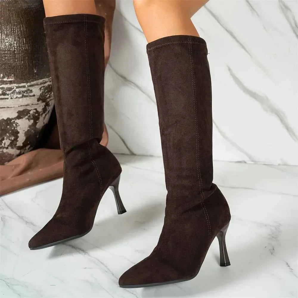 Elegant Toe Stretch Thin High Heels Boots