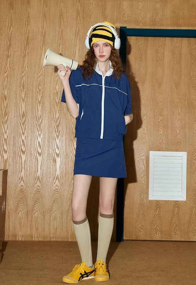 Color Block Sportswear Zip-Up Windbreaker Jacket
