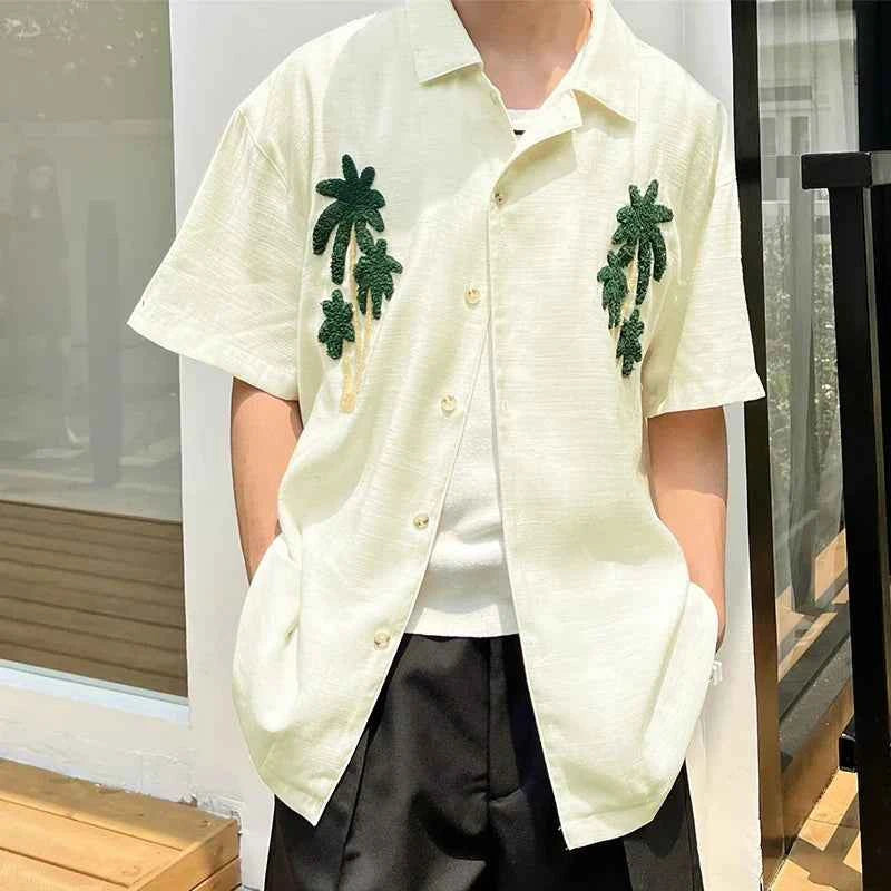 Cozy Patchwork Lapel Short Sleeve Shirt