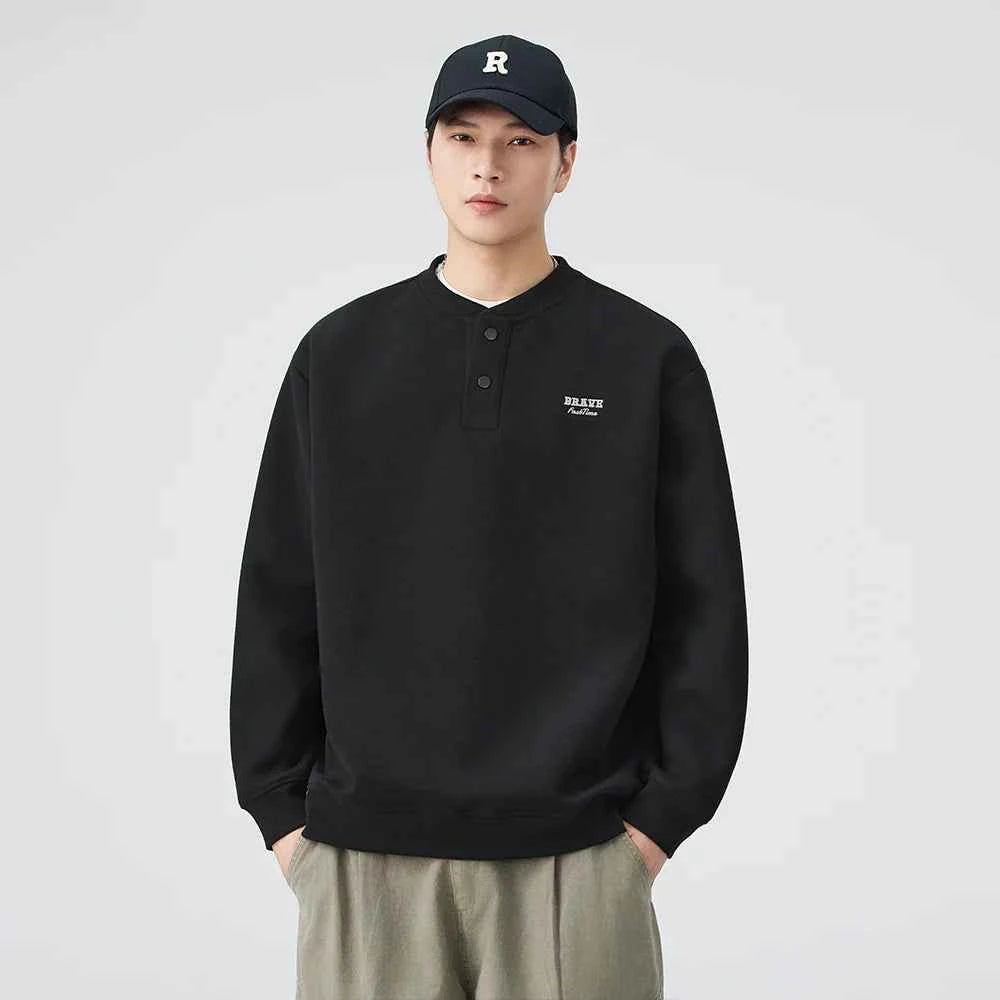 Soft Comfortable Casual Henley Neck Sweatshirt