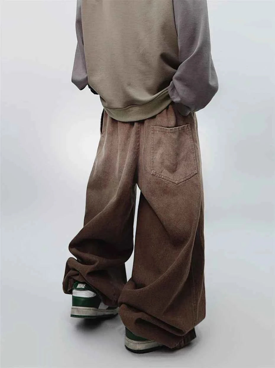Men's Punk Scimitar Baggy Wide-Leg Jeans