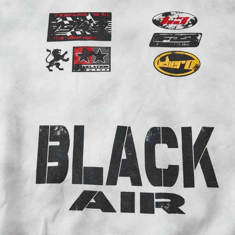 Streetwear American Retro Print Racing Sweatshirt