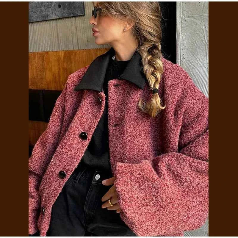 Women Chic Panelled with Turndown Collar Jacket