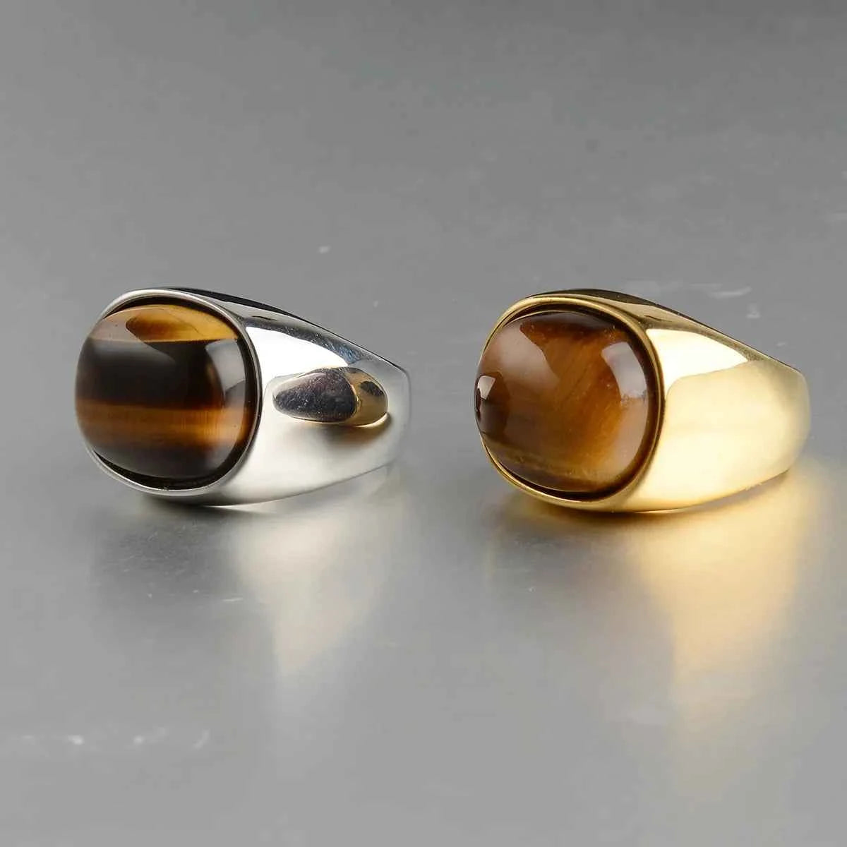 Handmade Retro Gold Tiger Eye Ring