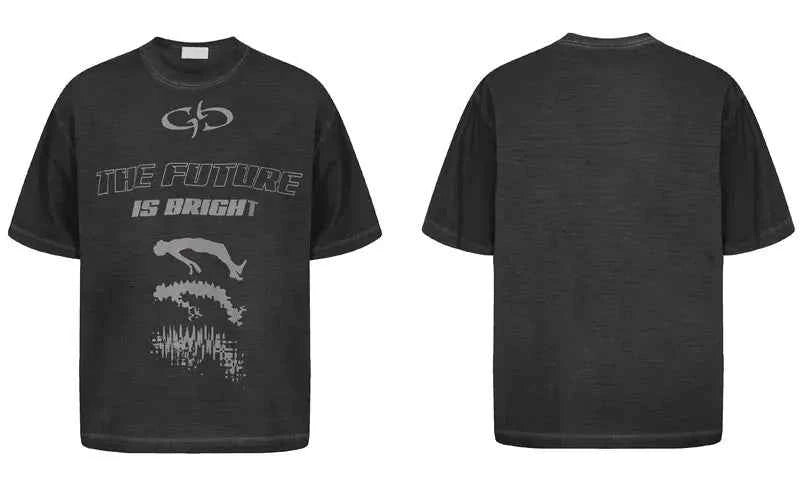 Trendy Grunge Hip Hop Graphic Printed Washed T-Shirt