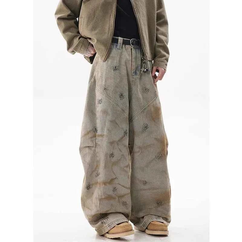 Vintage Graffiti Casual Loose Wide Leg Jeans
