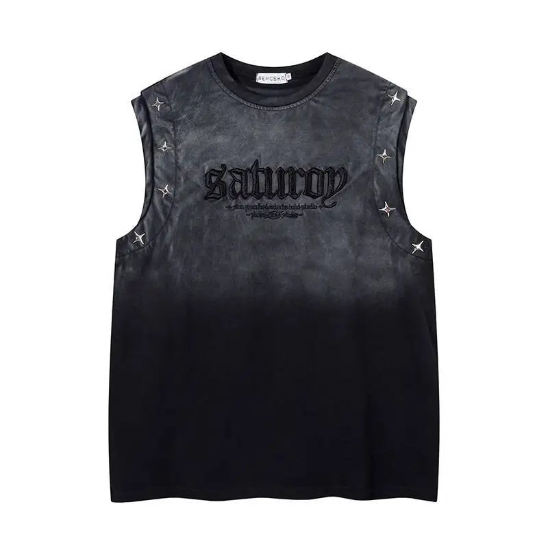 Vintage Gradient Studded Vest for Unisex