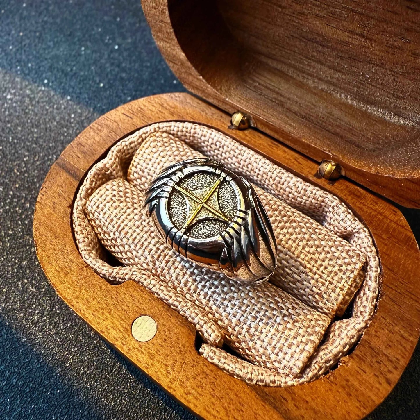 Adjustable Golden Cross Open Ring