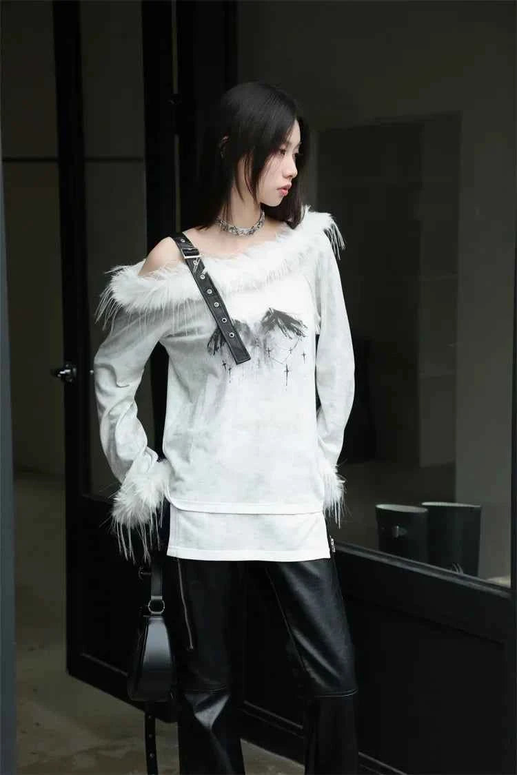 Women Elegant Gothic Off Shoulder T-Shirt