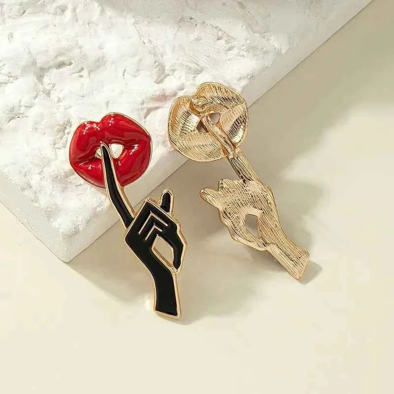 Bold Red Lip Stud Earrings