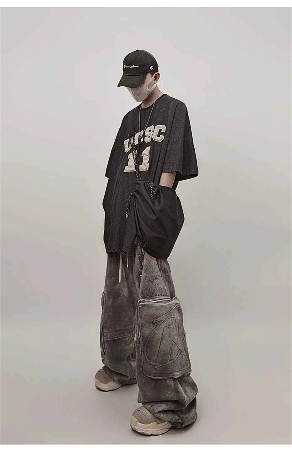 Streetwear Washed Baggy Punk Denim Cargo Jeans
