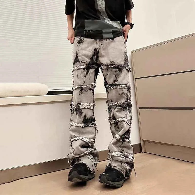 Streetwear Cyber Grey Stacked Baggy Jeans