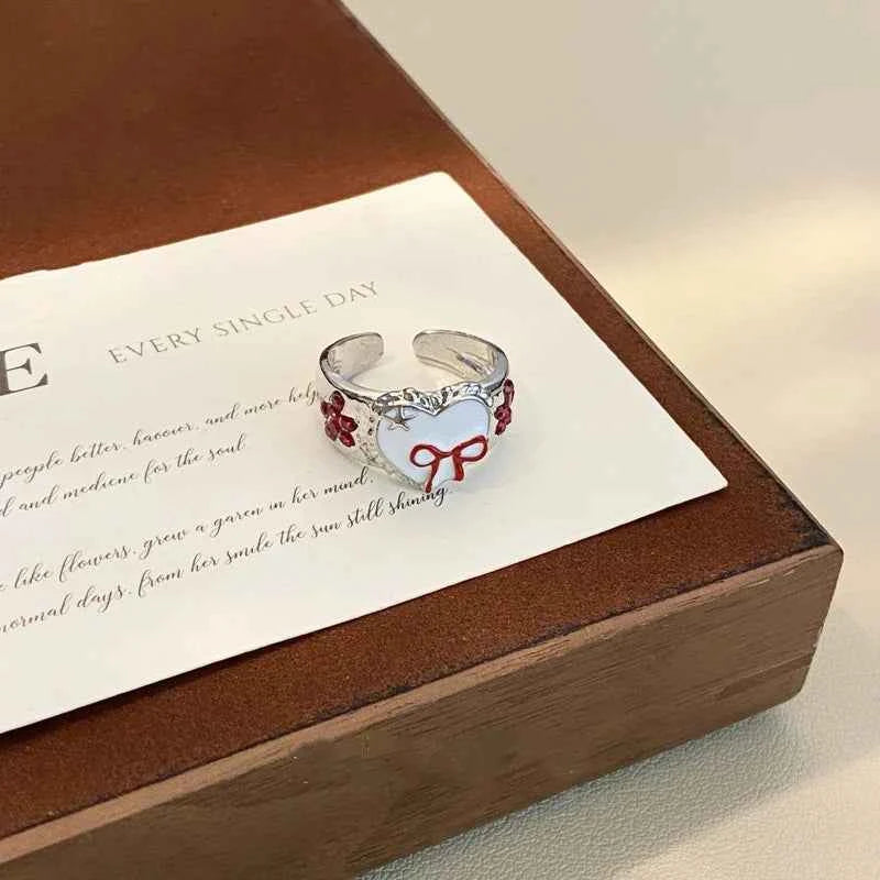 Sweet Heart Red Bow Rings