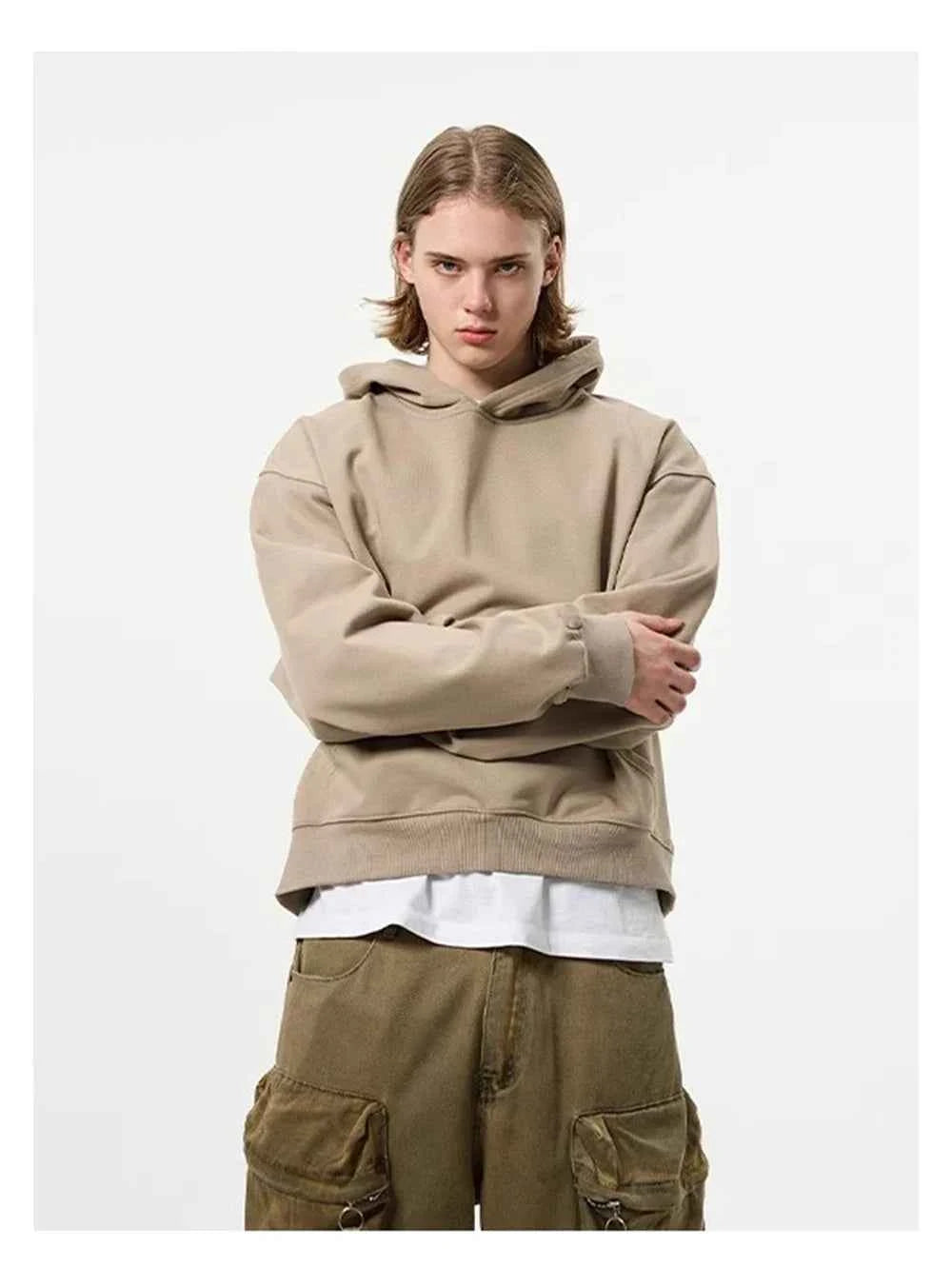 Streetwear Cozy Loose Fit Solid Color Hoodie