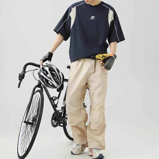 Breathable Contrast Embroidery Short Sleeve T-Shirt