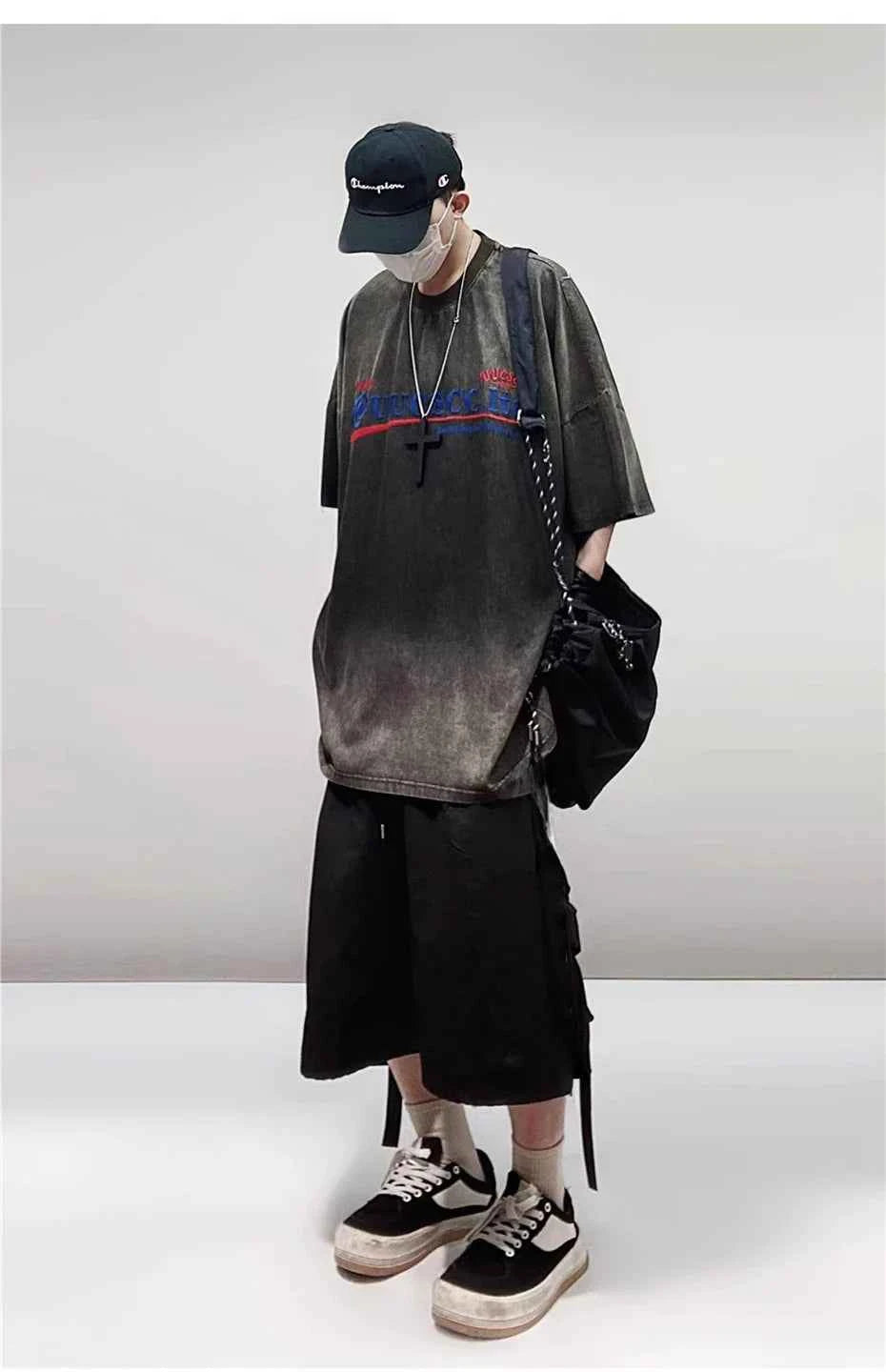 Vintage Embroidery Denim Hip Hop T-Shirt