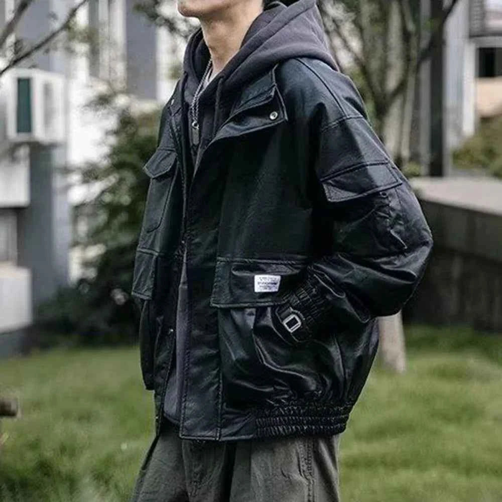 Men Durable Versatile Casual Leather Biker Jacket