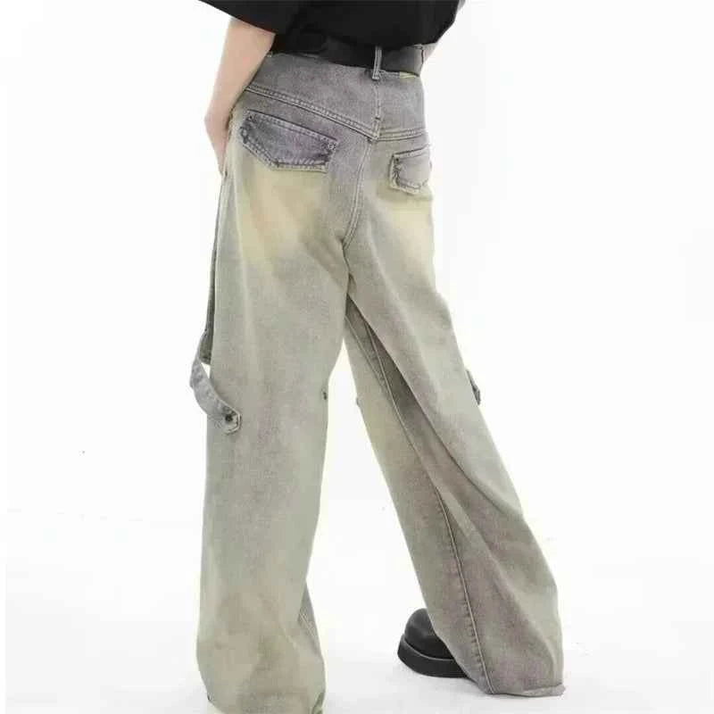 Streetwear Distressed Hip-Hop Wide-Leg Baggy Jeans - Men’s Urban Oversized Denim