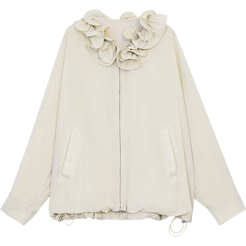 Sweet Ruffles Collar Casual Loose Jacket - Luxuryurbanwear