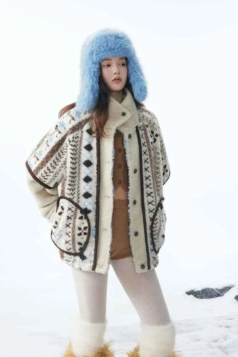 Cozy Oversized Plush Natonal Style Fur Jacket