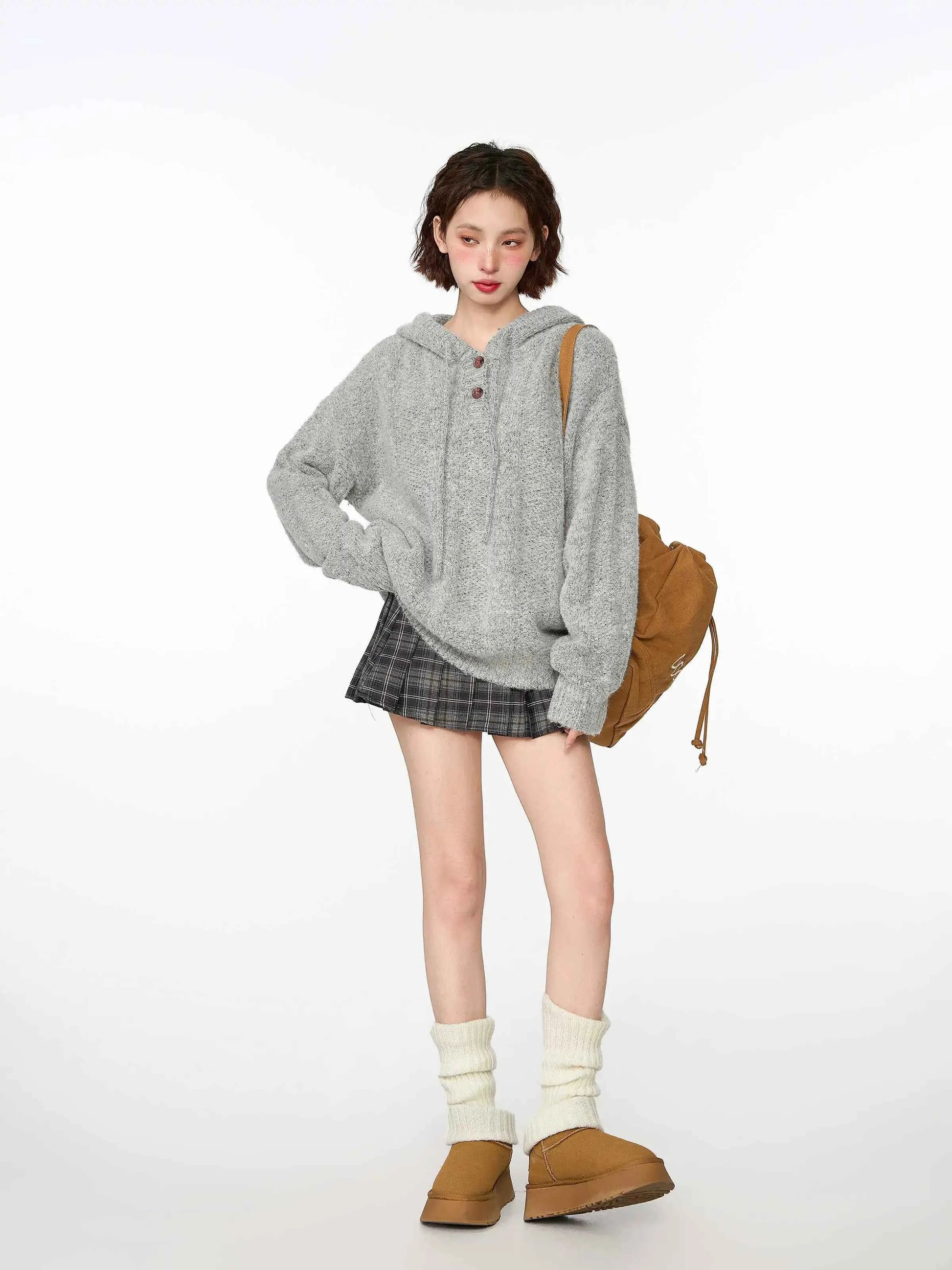 Classic Comfort Cozy Gray Knitted Hoodie