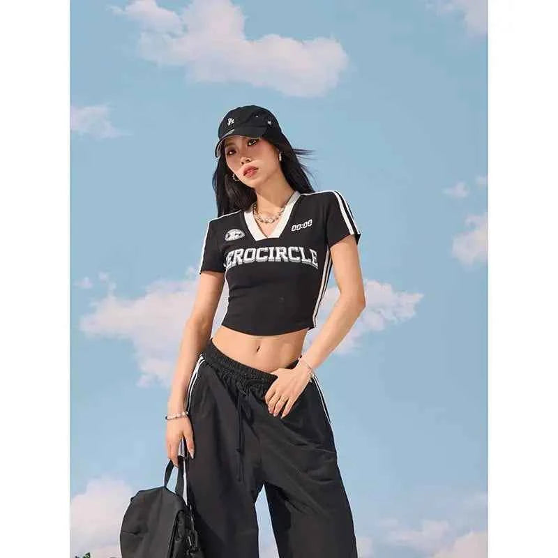 Retro Vintage Aesthetic V-Neck Crop T-Shirt