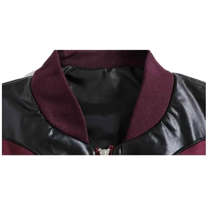 Vintage Flame Print Lapel Baseball Jacket
