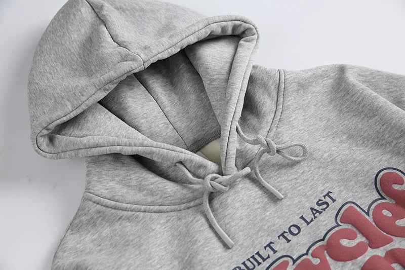 Heavyweight Letter Print Fleece Sporty Hoodie