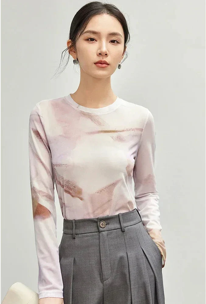 Stylish Mesh Long Sleeve T-Shirt - Luxuryurbanwear