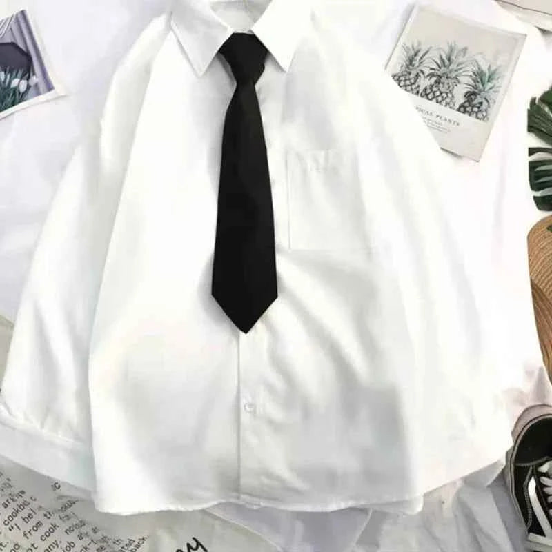 Plain White Oversized Shirt With Tie