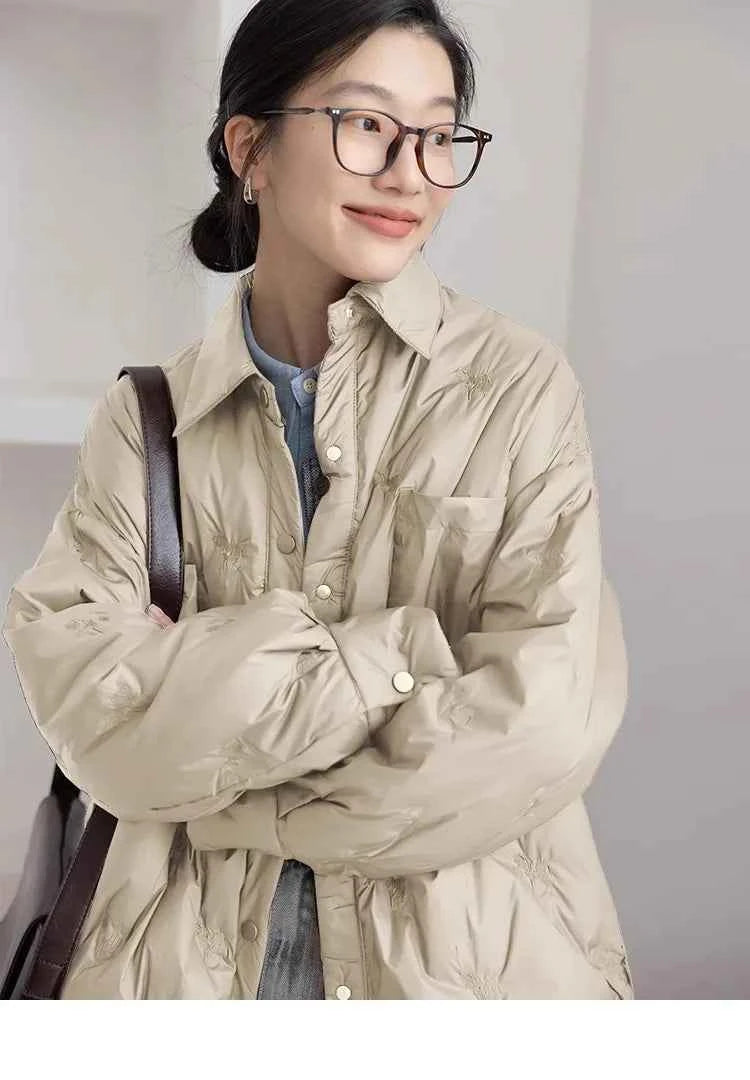 Retro Diamond Grid Lightweight Cotton Puffer Jacket