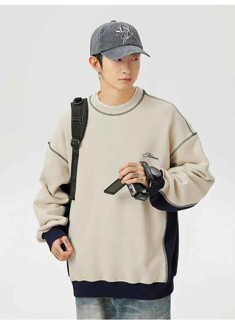 Insulated Loose Casual Letter Splice Sweatshirt