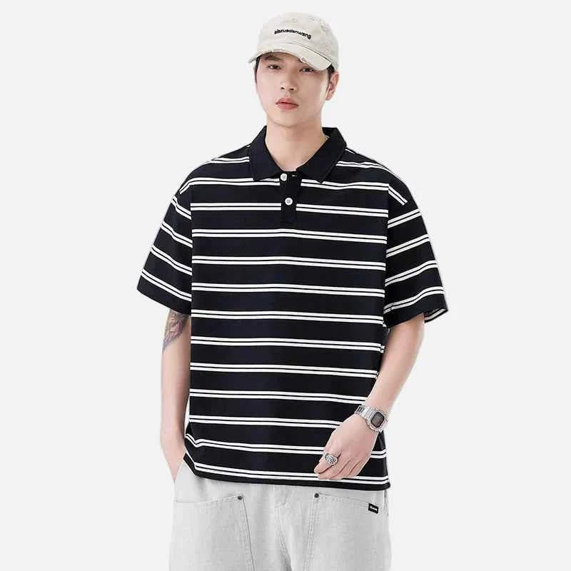 Artistic Stripe Polo Short Sleeve T-Shirt