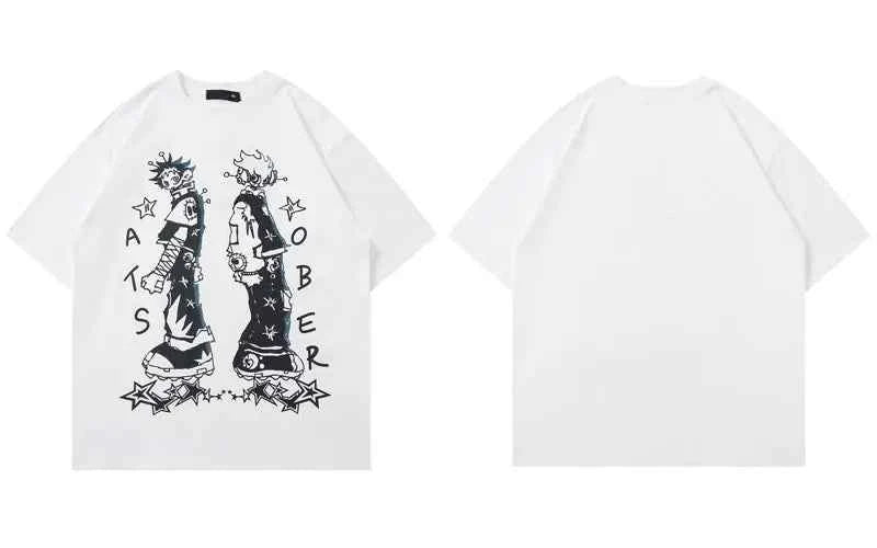 Grunge Japanese Anime Cartoon Graphic Cotton T-Shirt