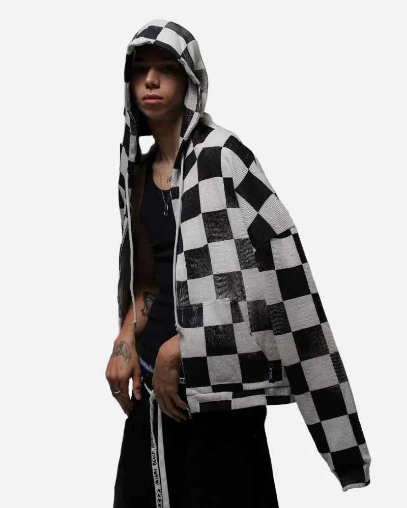 Personalized Gothic Check Design Zipper Sweatshirt