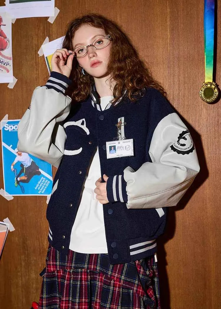 Premium Streetwear Quilted PU Varsity Jacket