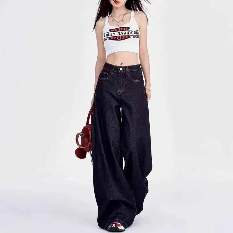 Premium Streetwear High Waist Wide Leg Jeans