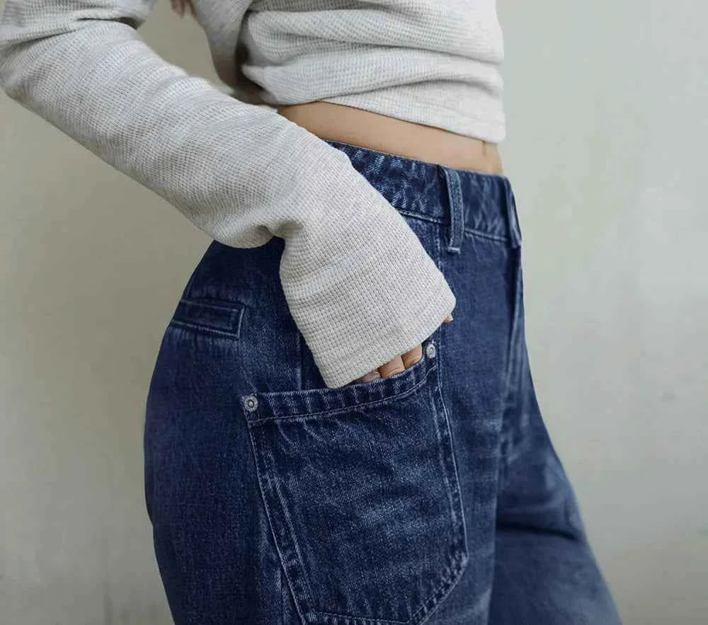 Mid Waist Multipocket Wide Leg Jeans