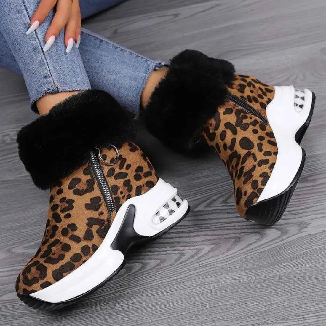 Warm Lace-Up Platform Snow Zipper Fur Boots