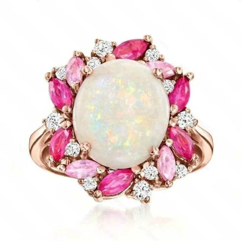 Delicate Pink Zirconia Flower Ring