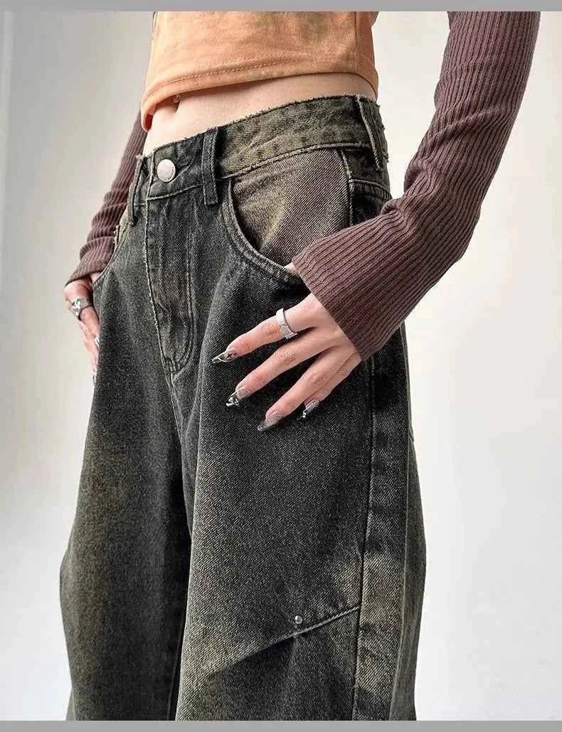 Durable Loose Mid Waist Wide Leg Jeans