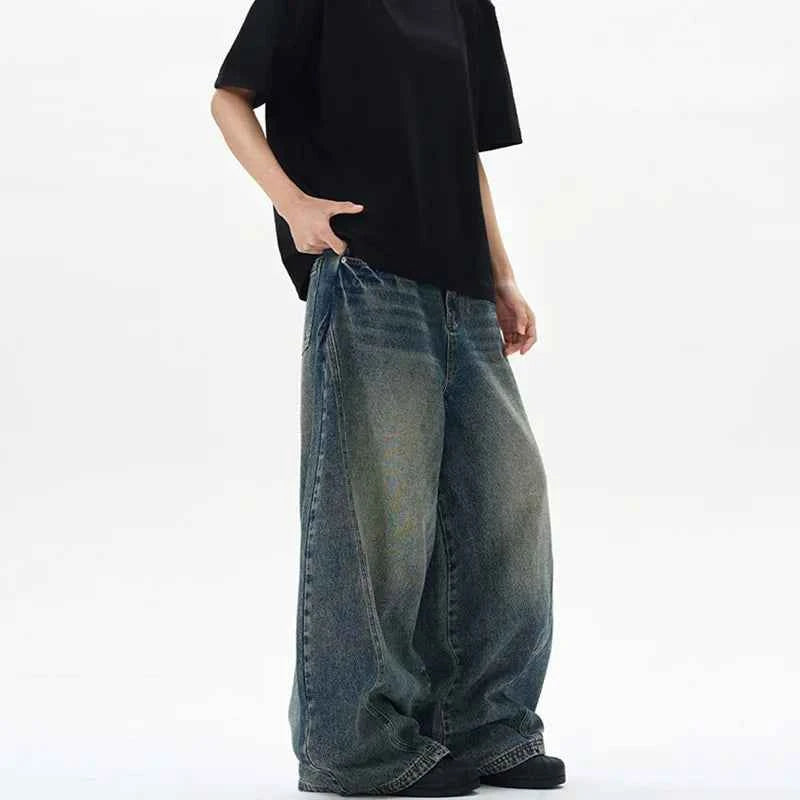 Men's Retro Vintage Wide Leg Denim Jeans
