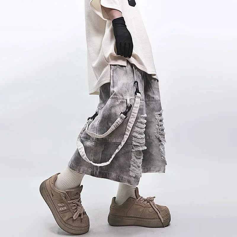 Stylish Distressed Chill Fit Cropped Denim Jorts