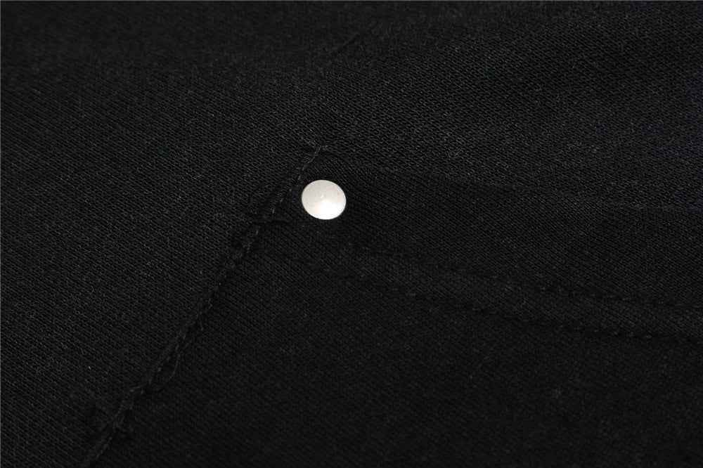Y2K Gothic Rivet Printed Black Casual Hoodie