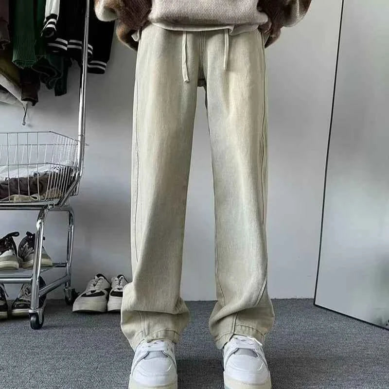 Streetwear American Style High Street Splicing Jeans
