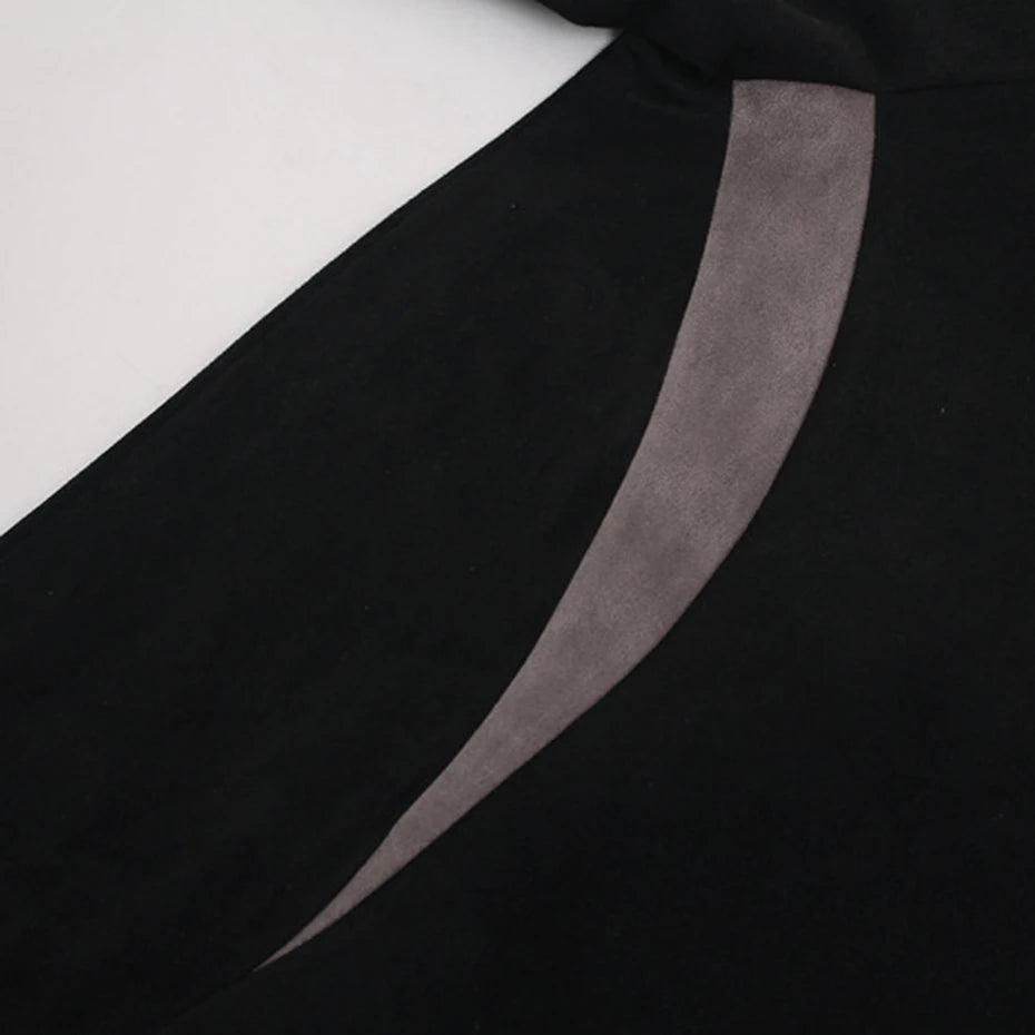 Streetwear Suede T Shirts Patchwork Oversized Hip Hop T-shirts